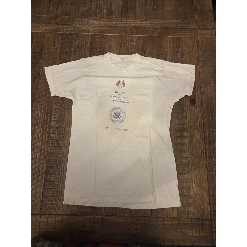 Vintage Visit Of President Bush To London, England T-shirt  Single Stitch SizeL